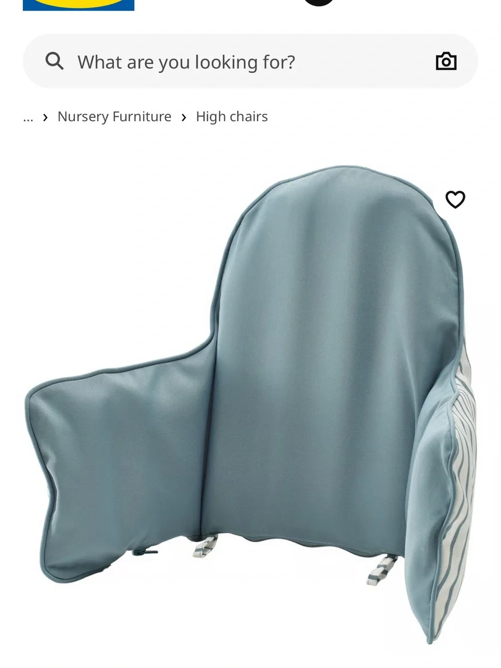 IKEA Striped Nursery Seat Cushion in White and Bluea antilopa high chair protect